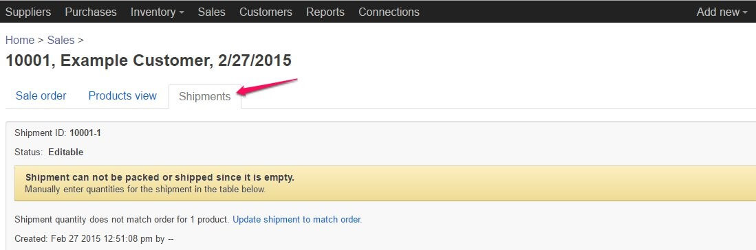 Sales Order Shipments