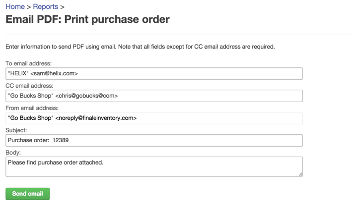, Emailing Purchase Order and Sales Orders