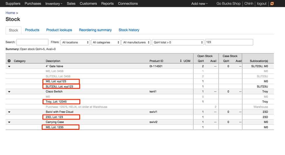 , New search by lot id capability