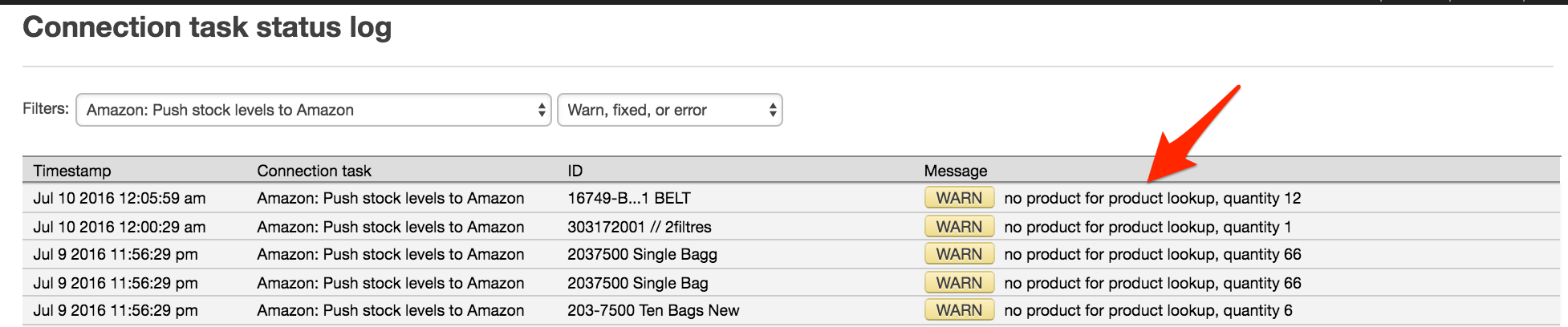 updating stock qty to sales channel