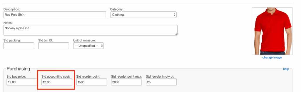 finale inventory predefined fields