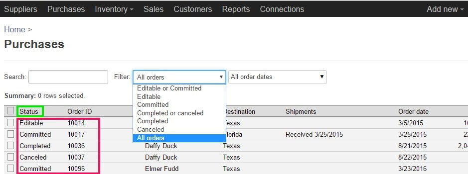 Purchase Order View
