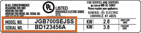 Serial Number Serial number Label example