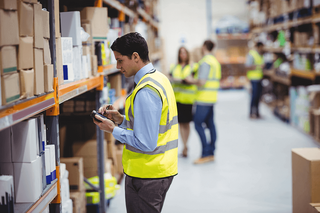 Warehouse 21.1 person pulling inventory in a warehouse