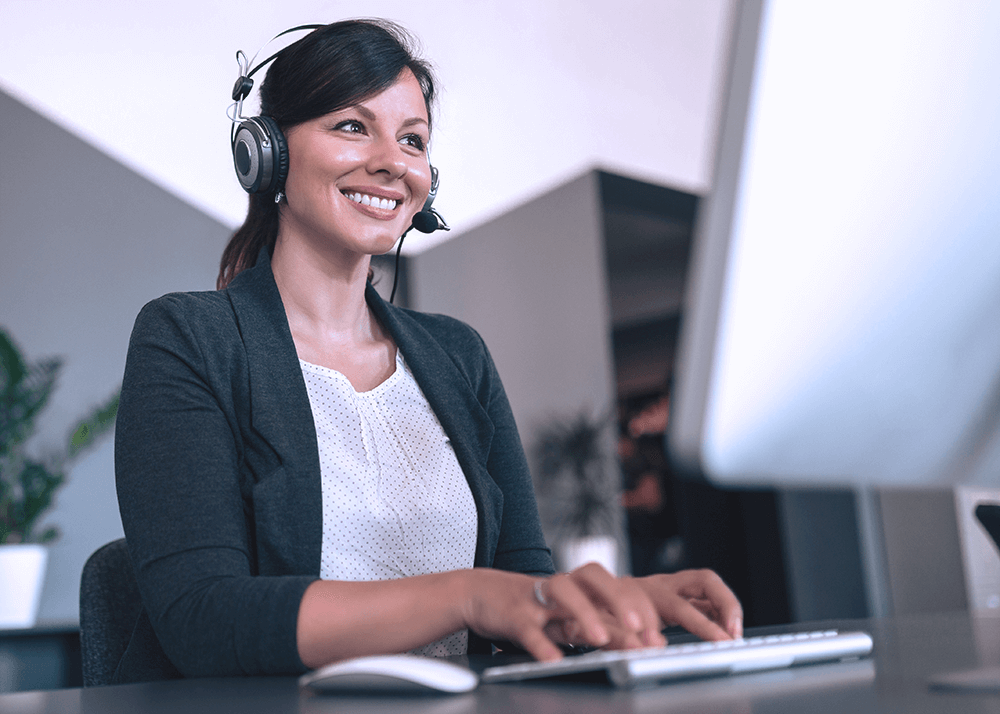 Headset 3 Receptionist wearing headset