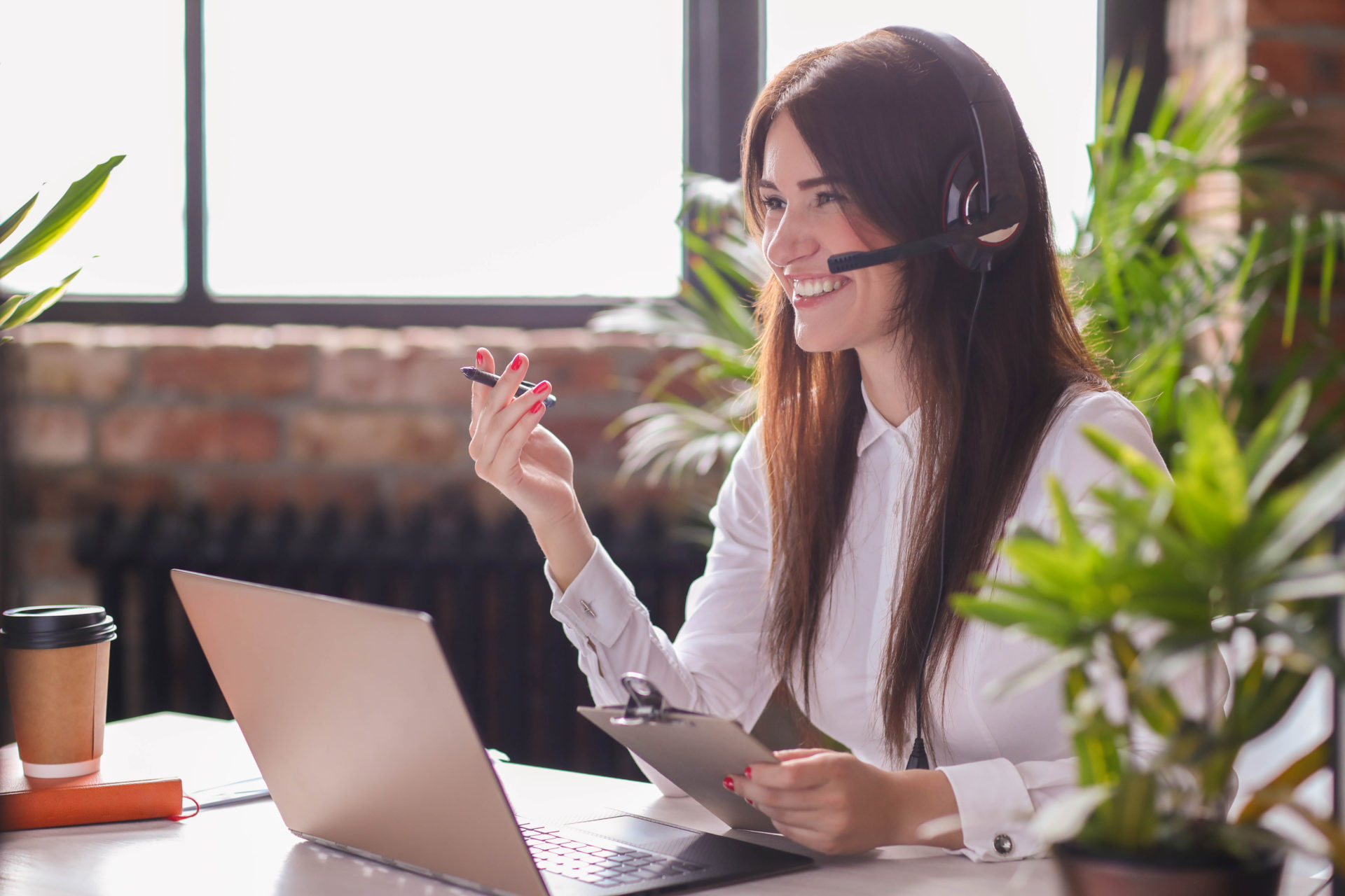 Dispatcher Woman working in call center as dispatcher