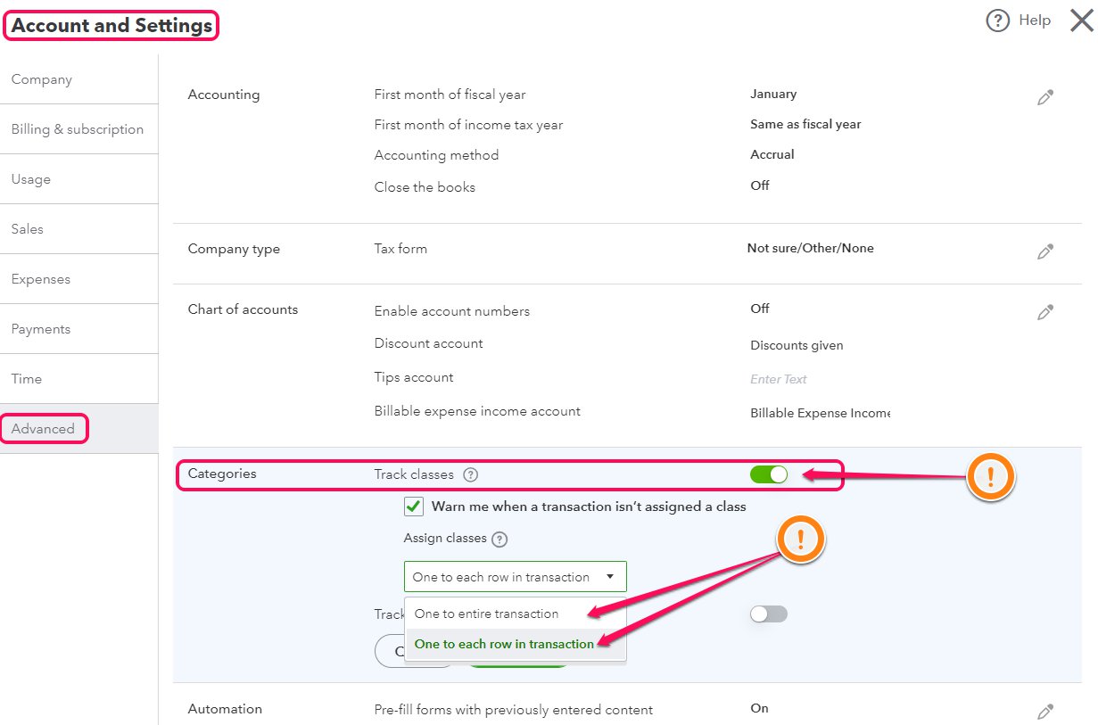 Finale interface that shows how to enable classes in the settings