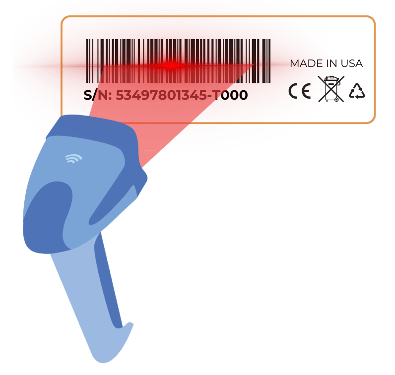 Serial Number Tracking, hero barcode scanner scanning label with serial number Serial Number Tracking, hero barcode scanner scanning label with serial number