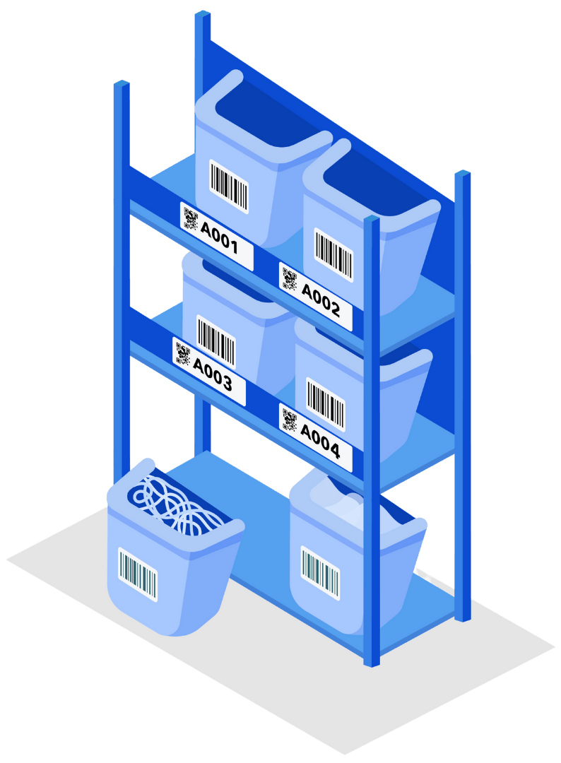 Warehouse label system, print labels for your shelfs and bins with barcodes Warehouse label system, print labels for your shelfs and bins with barcodes
