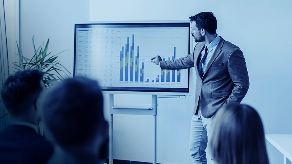 CFO presenting data and financial records