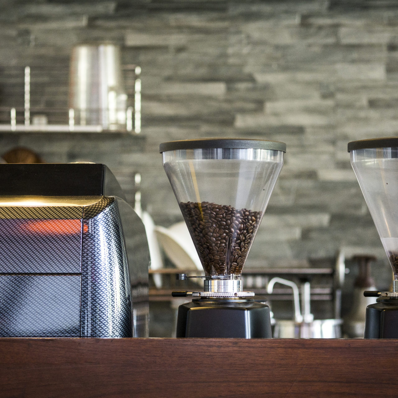 interior coffee shop with coffee machine